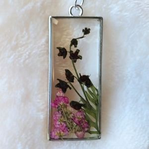 Dried/Pressed Garden Flowers Necklace